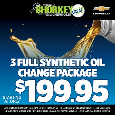 $199.95 3 Synthetic Oil Change package